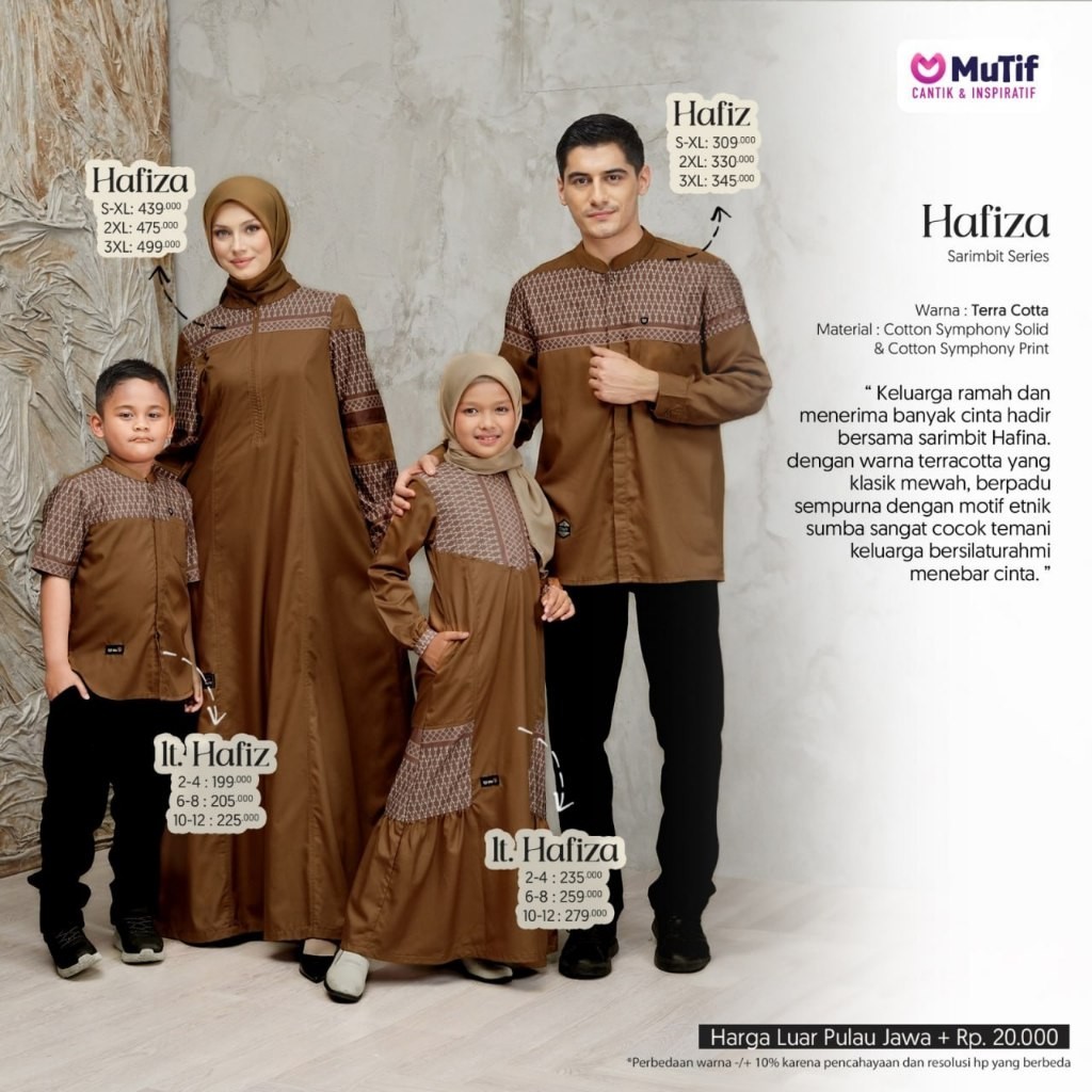Mutif Hafiza Sariimbit Series / Sarimbit Lebaran Mutif / Sarimbit Keluarga Mutif Terbaru /  Gamis Mu