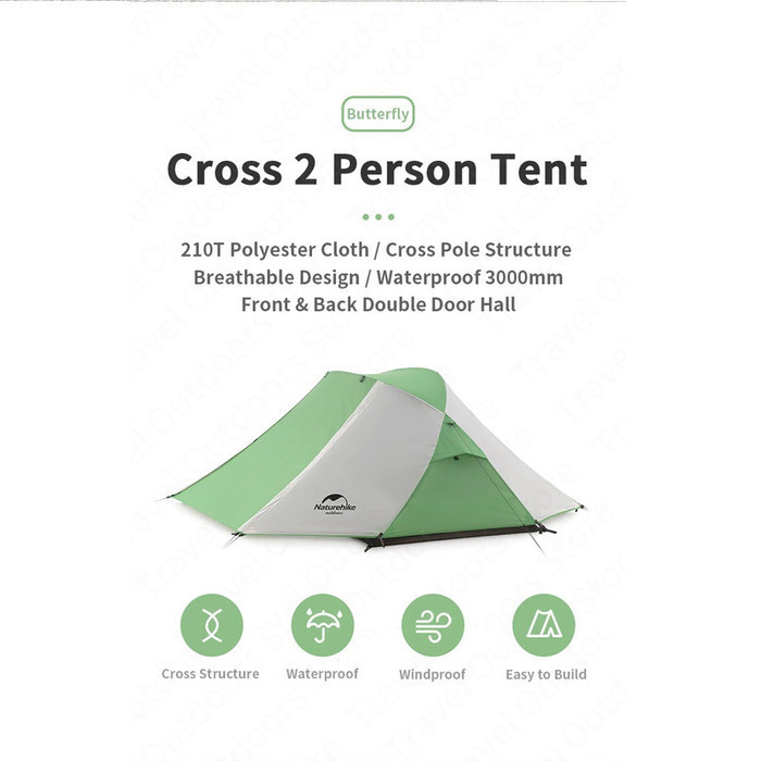 Tenda Camping Naturehike NH21YW132 Butterfly Tent Cross Double Hall