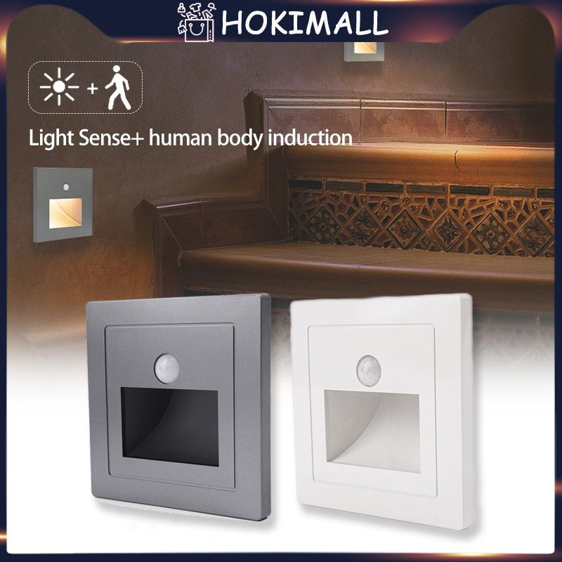 Lampu Tangga Dinding Step LED Tanam 86X86MM Lampu Dinding Sensor Otomatis 220V