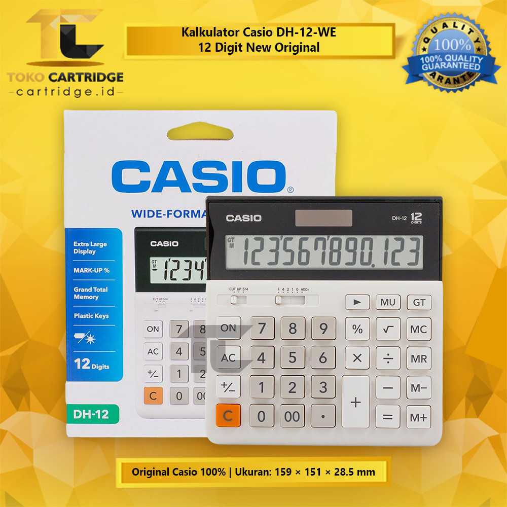 

Kalkulator Casio DH-12 Black White 12 Digit Desktop Office DH 12 Black White Meja Kantor Calculator New Original