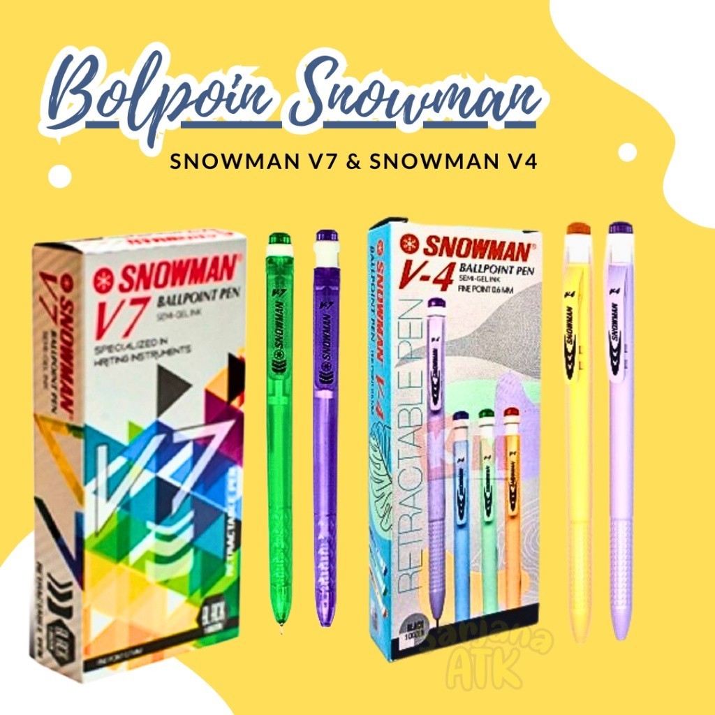 

(12Pcs) Bulpen / Pulpen / Ballpoint / Pen Snowman V7 / Pen Snowman V4