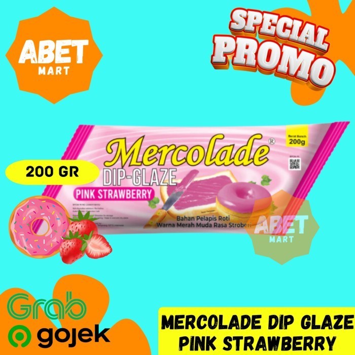 

Mercolade Dip Glaze Stroberi Kemasan 200Gr - 200 Gr Strawberry Olesan Donat Roti Pink 2 Ons