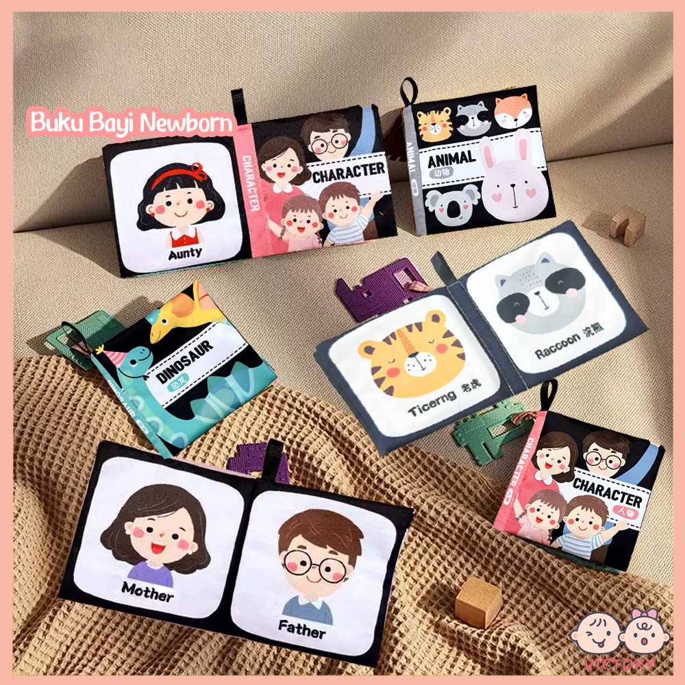 VICTOKY Mainan Bayi Soft Book Buku Kain Bayi Hitam Putih