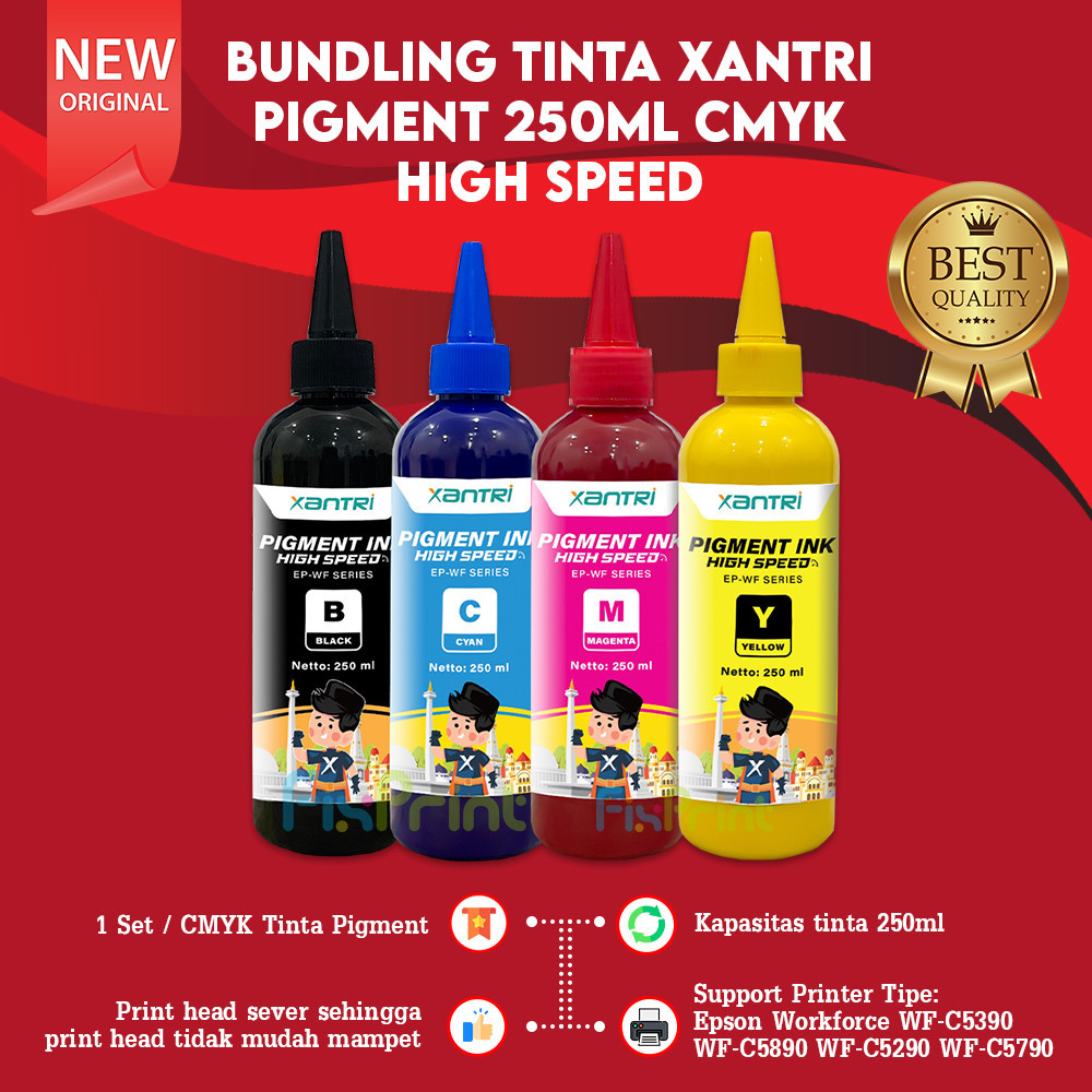 Paket Tinta Xantri Pigment High Speed 250ml Printer Epson WF C5290 WF C5790 WF C5390 WF C5890 CMYK