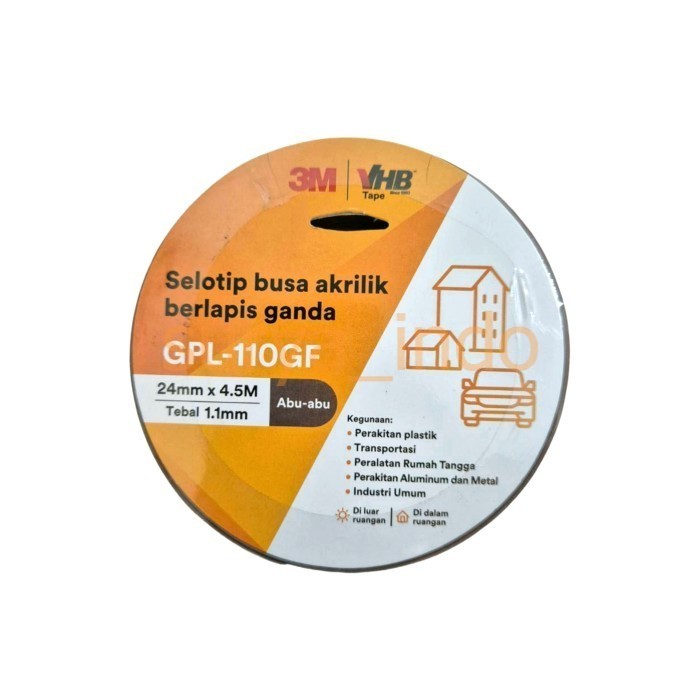 

DOUBLE TAPE (24 MM X 4.5 M) 3M VHB GPL-110GF DOBELTIP PEREKAT DUA SISI SUPER KUAT SELOTIP BUSA AKRILIK BERLAPIS GANDA