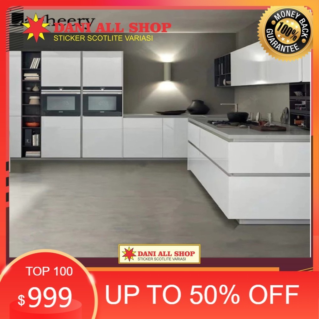 Sticker kitchen set putih glossy / stiker meja lemari DAPUR variasi WARNA PUTIH