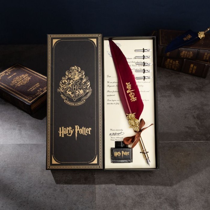 

58FED~ Best Quality Pulpen Kaligrafi Bulu Set Lengkap Harry Potter Feather Quill Pen Bulu - Merah