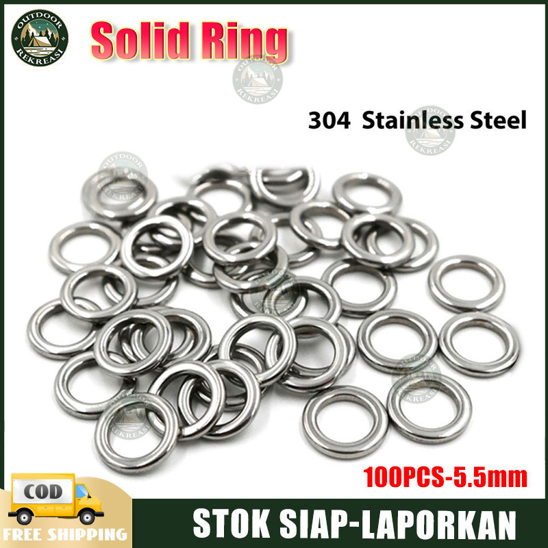 Solid ring stainless steel Assist Hook 304 - 100 PCS (5.5mm)