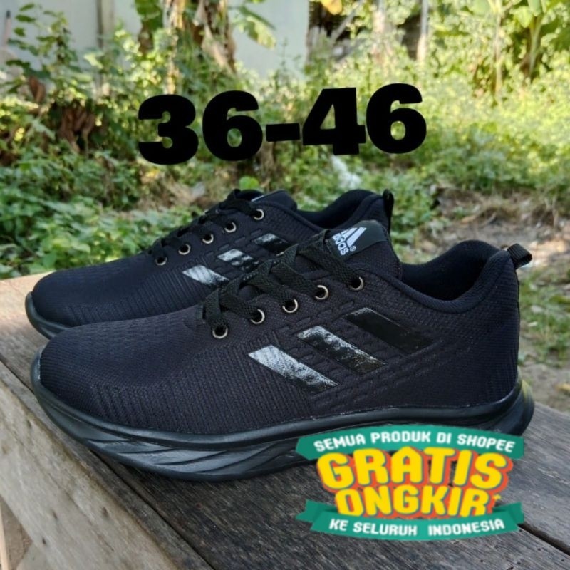 Sepatu Sneakers Hitam Polos Full Black Sepatu Sekolah Smp-Sma Pria Wanita/ sekolah dasar SD SMP SMK 