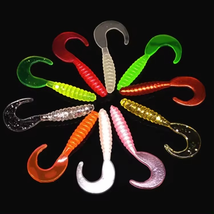 paket 5 pcs/ 10 pcs/ 50 pcs Umpan Pancing Soft lure Softlure Curly tail 3,5cm 5,5 cm 7 cm soft plast