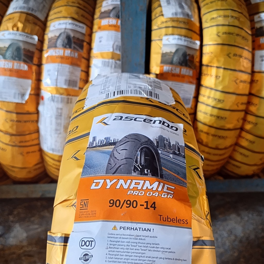 Ban ASCENDO Dynamic 90/90-14 Tubeless Motor Matic Mio Beat Vario Ring 14 Korea