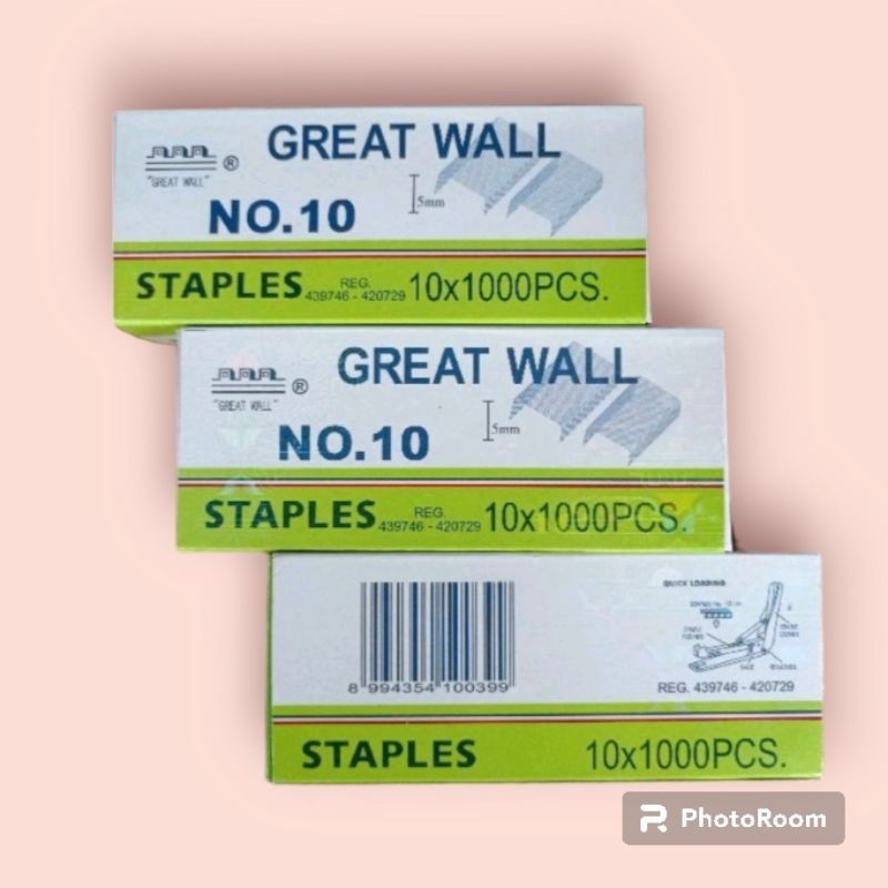 

isi staples kecil GREAT WALL (nomer 10) 10x1000 pcs untuk stapler HD-10 | GrosirPalenStore