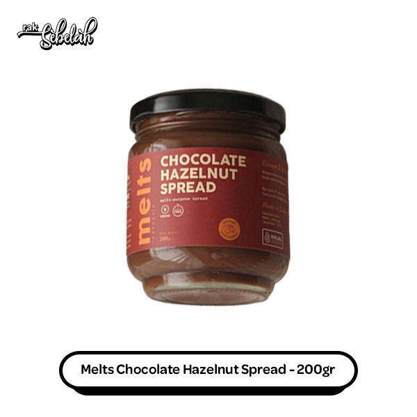 

Melts Chocolate Hazelnut Spread 200g - Selai Roti Cokelat Less Sugar | Plant Based | Vegan | Gluten Free | Rak Sebelah