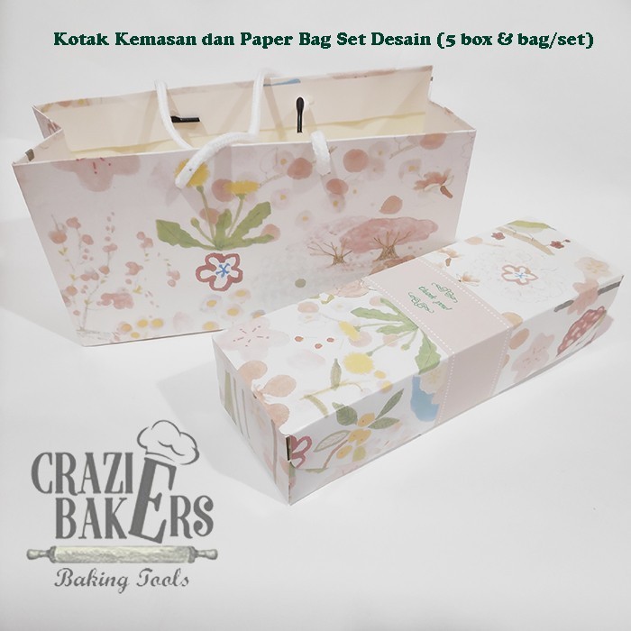 

Kotak Kemasan dan Paper Bag Set Desain (5 box & bag/set)