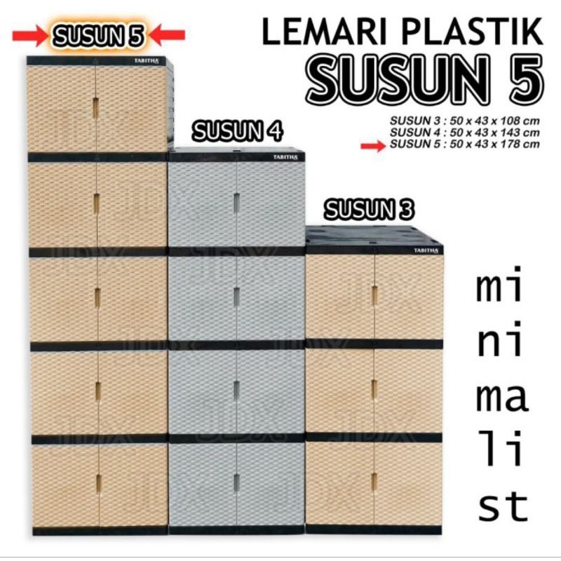 LEMARI TABITHA 3 DAN 4 SUSUN / LEMARI PELASTIK / LEMARI MURAH / LEMARI 3 SUSUN / LEMARI 4 SUSUN