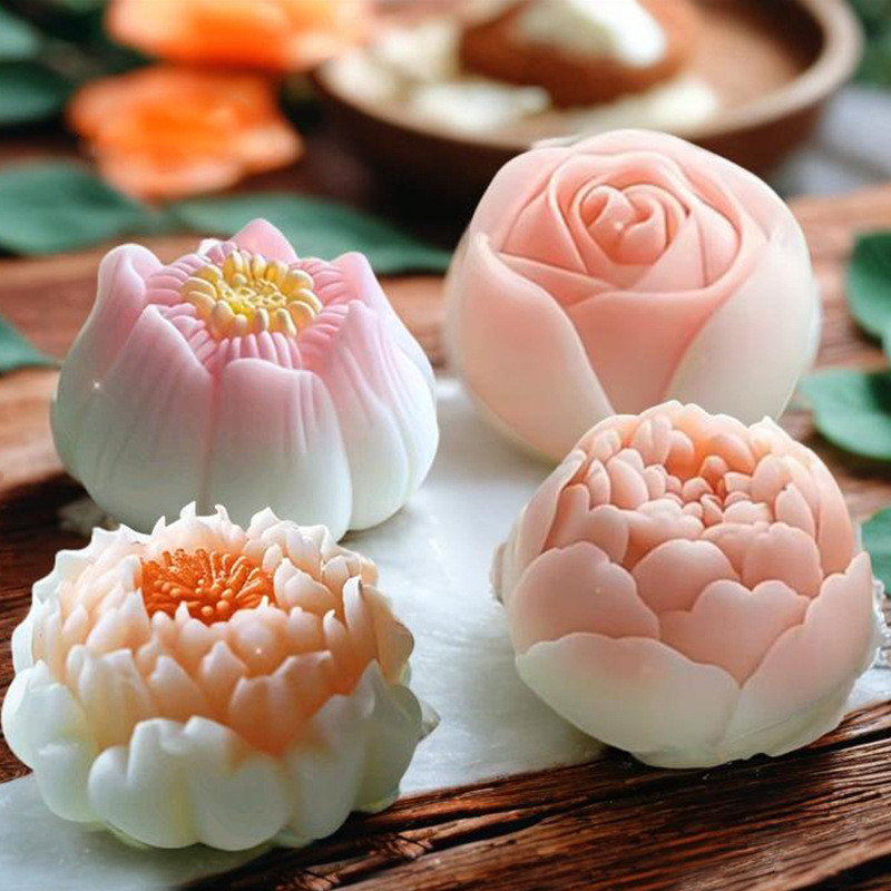 

DIY Rose candle silicone mold lotus resin silicone mold hibiscus flower candle mold peony candle mould Flower cake molds