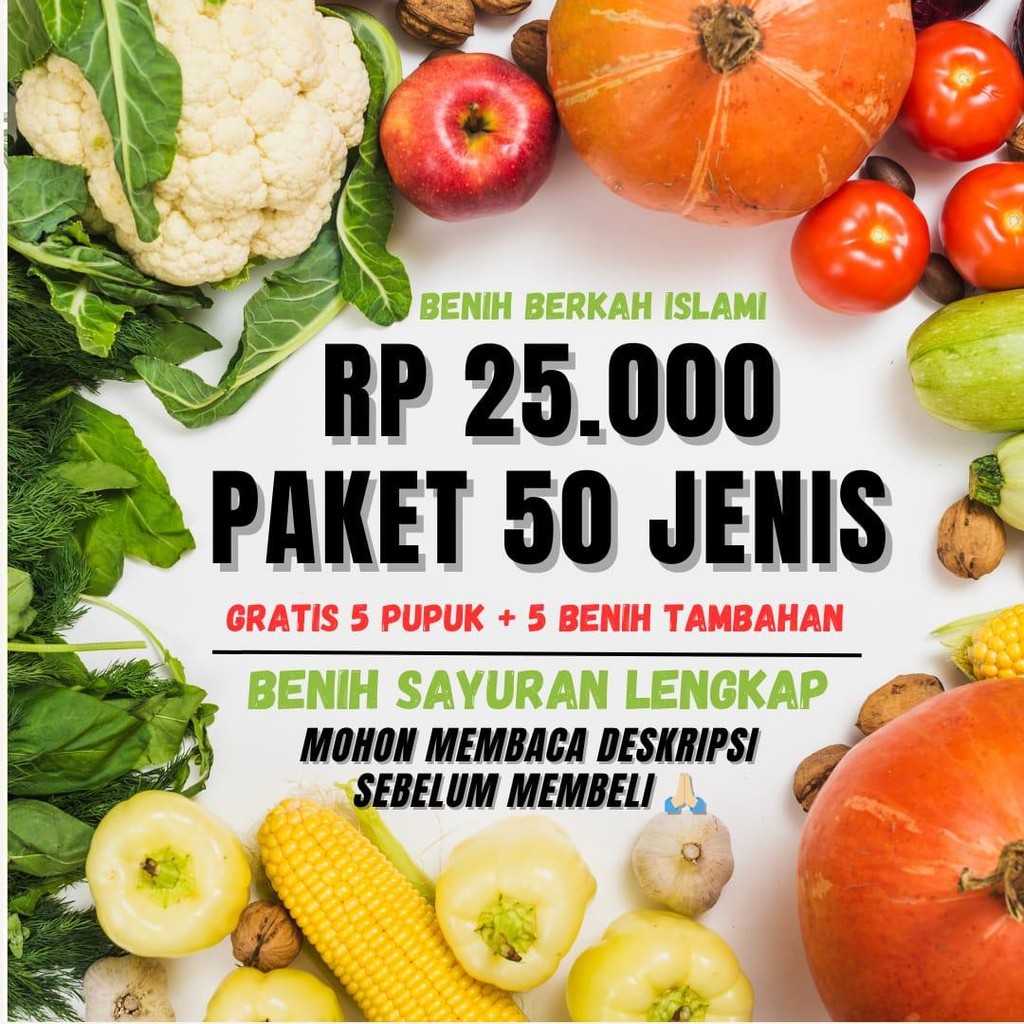 Jenis Benih Sayuran Paket 50 Jenis Benih Sayuran Lengkap untuk Kebun Hidroponik dan Pot Cepat Tumbuh