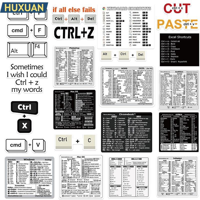 

30pcs/pack Windows Laptop PC Reference Keyboard Computer Shortcut Sticker Adhesive Removable Sticker For Keyboard Guide