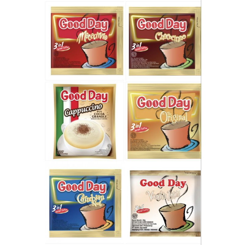 

kopi sachet KOPI RENTENGAN good day cappucino good daya carrabian nut chocino moccacino original vanilla latte kopi abc kapal api kopi susu gula aren mic special mix