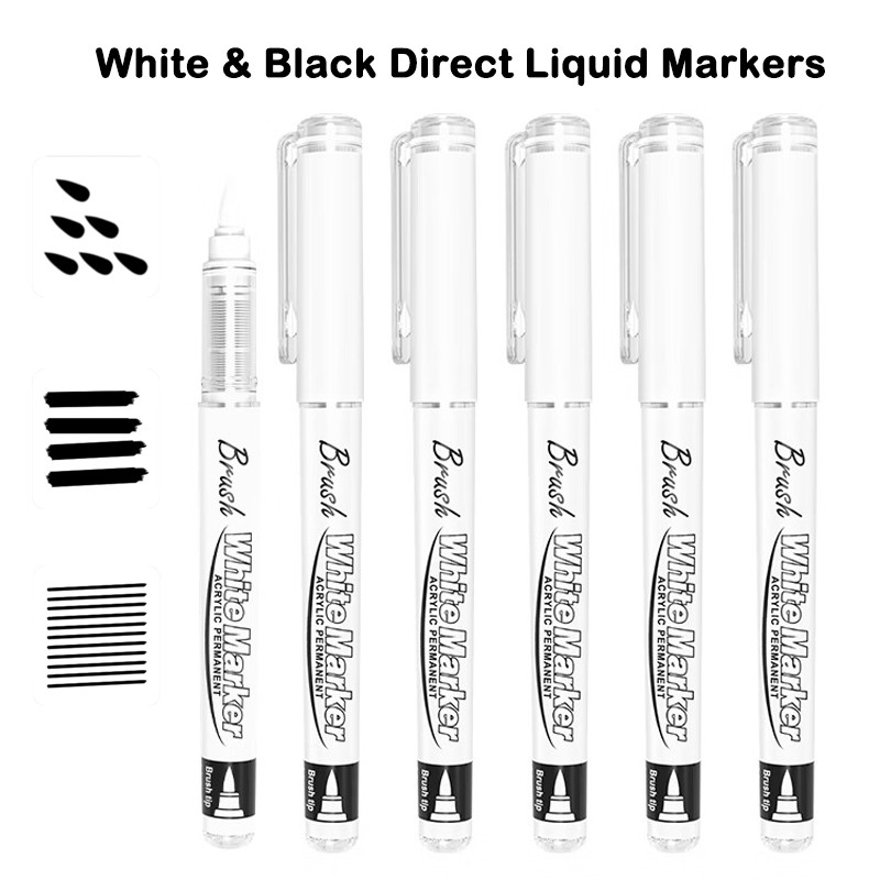 

5/1 PCS 16 Colors Direct-liquid Acrylic Paint Pens Brush Marker Pen for Rock Painting Stone Glass DIY School Supplies Stationery