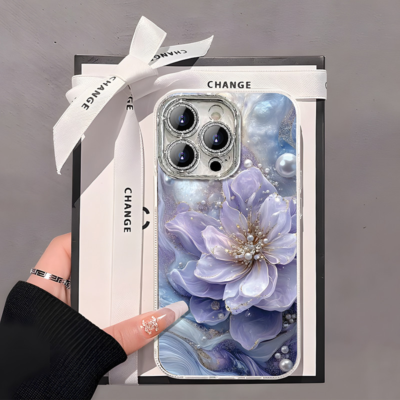 Case Bunga kristal ungu Cocok untuk iphone ip11 ip11Pro ip11ProMax ip15 ip14 ip13 ip12 Pro Max X Xr