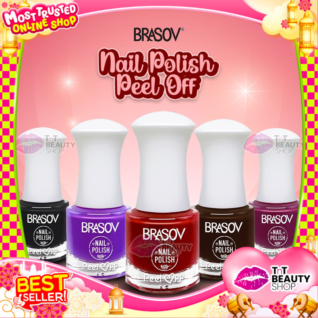 BRASOV Nail Polish Peel Off - Kutek Cat Kuku - Kutex Muslimah - Peel Off Kupas | TnT Beauty Shop
