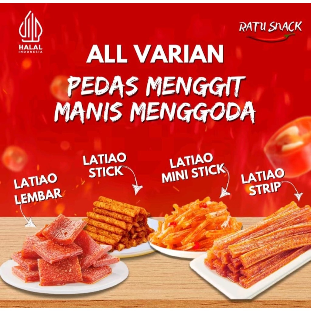 All /Semua Varian- Snack Latiao Camilan dengan Rasa Pedas Manis dan Gurih