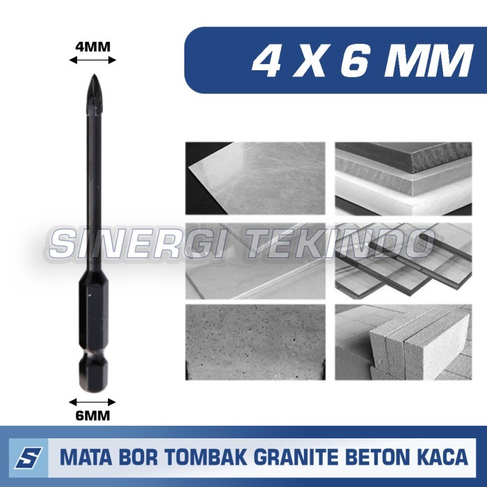 Mata Bor Tombak 4mm As 6mm Black Bor Kaca Keramik Granite Beton Kayu