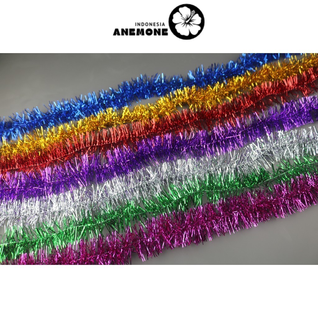 

ANEMONE - SLINGER 2 Meter Diameter 5cm Single Colored / Mix / Motif Rumbai Garland Tensil Tinsel Metalik Hiasan