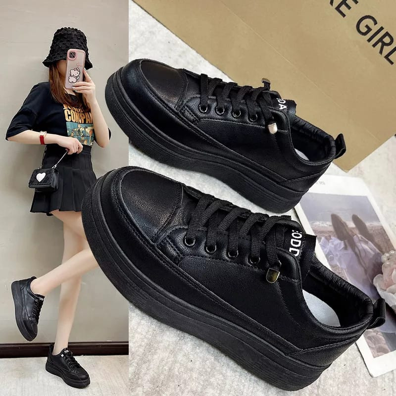Sepatu Sekolah Wanita Hitam Polos Korea Import Minkyung