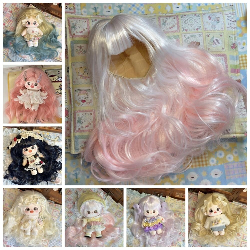 Ponytail Long Curly Hair Cotton Doll Wig Chemical Fiber Clamping Plush Doll Wigs Colorful 20cm Idol 