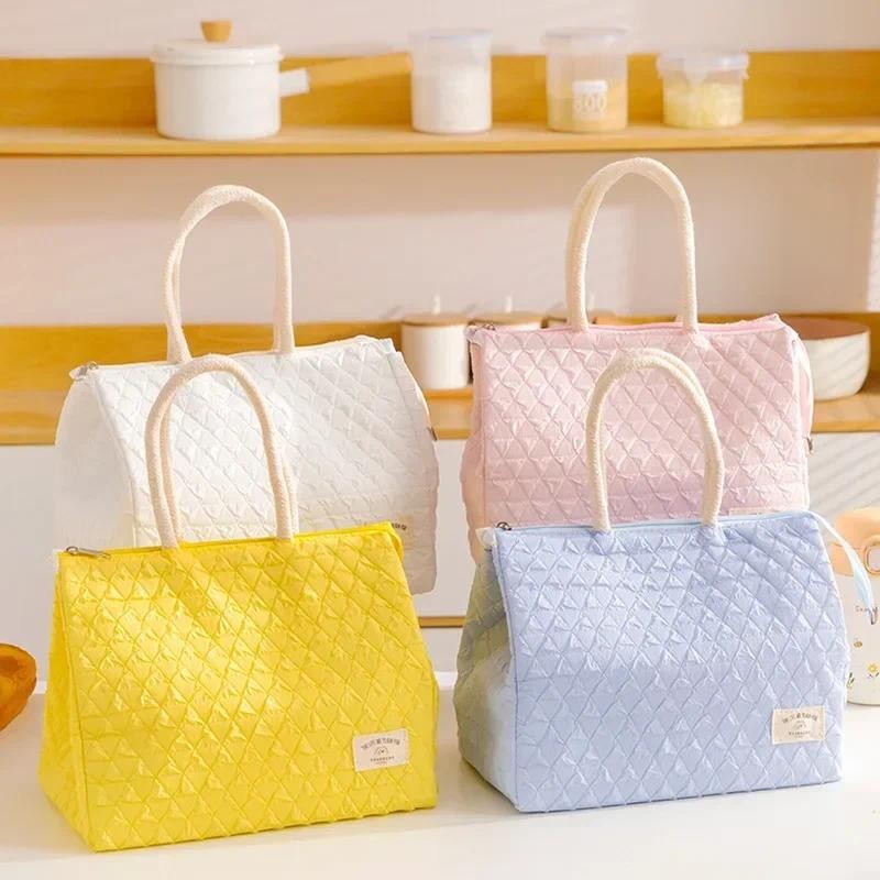 

Baby Lunch Bag Children Bento Handbag Outdoor Picnic Large Capacity Insulation Cold Bag Mesh Red Diamond Zipper Lunch Box Bag