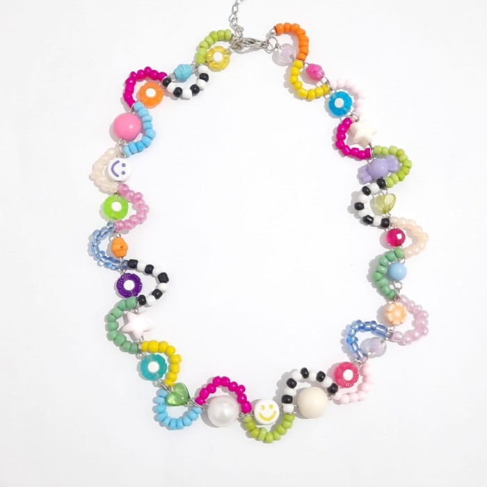 Kalung Manik Wanita Murah Choker Beads Aksesoris Fashion - ada hitam putih, panjang/hijab