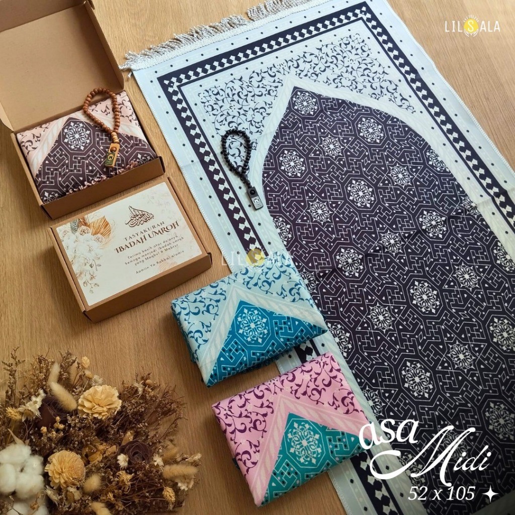 

Hampers Sajadah AsaMidi Suede Souvenir Tasyakuran Haji Umroh Hadiah Kado Pernikahan Ulang Tahun/ keluarga oleh oleh