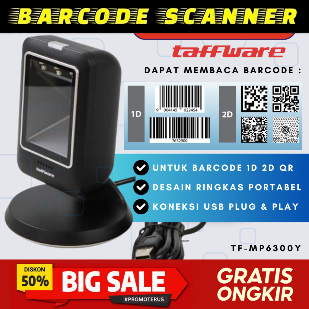 Barcode Scanner Portable USB 1D 2D QR Code Dekstop Barcode Scanner