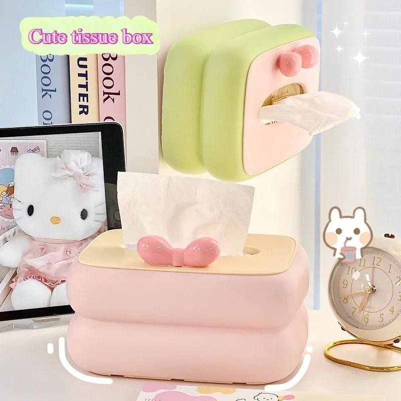 

Kawai Color Tissue Box Organiser Desk Tissue Box Napkin Holder Portable Girl Wall Mounted Tissue Box with Lid Holder Living Room