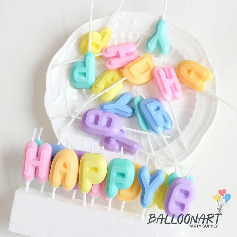 Lilin Tulisan HBD Macaron/Pastel/Candle Birthday/Lilin Ulang Tahun/Hiasan Kue