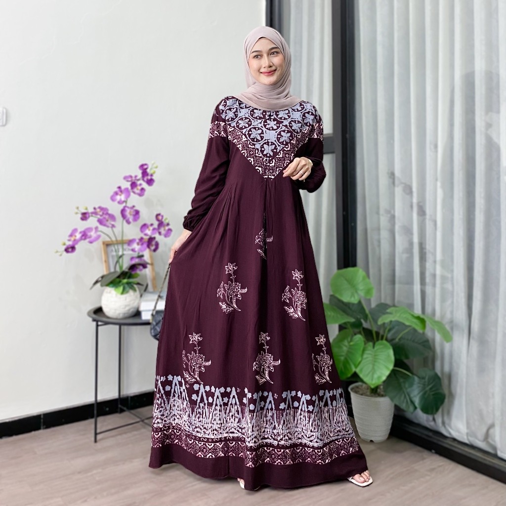 DE43W KAGEM GAMIS BATIK GAMIS TWILL RAYON PREMIUM PEKALONGAN BUSUI SIZE S M L XL XXL