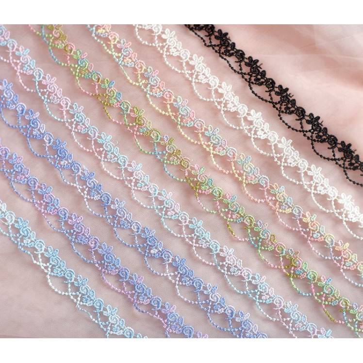 

2 Yards/lot Colorful Quality Flower Embroidered Lace Fabric Water Soluble Lace Trim DIY Sewing Handmade Craft Ribbon Materials