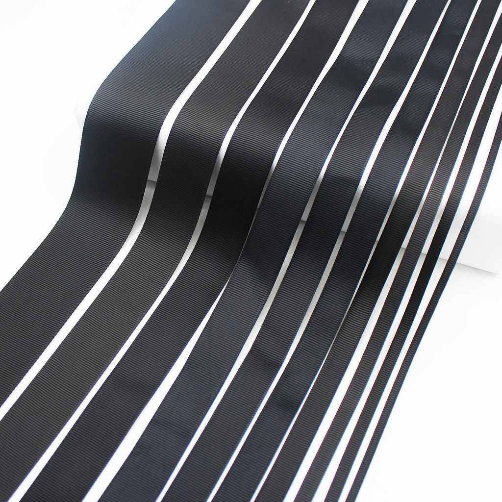 

5 Meter/Lot Black Grosgrain Ribbon High Quality 100% Polyester Fabric Tape For Handmade Wrap Decoration