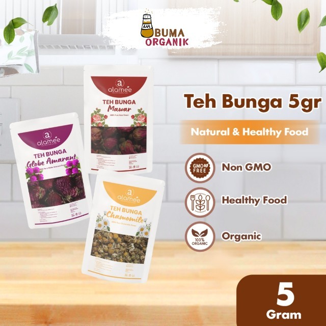 

ALAMEE Teh Daun Jati Cina 5gr Chamomile Bunga Telang Rose Bud Earl Grey Flower Tea Dried Organic BUMA