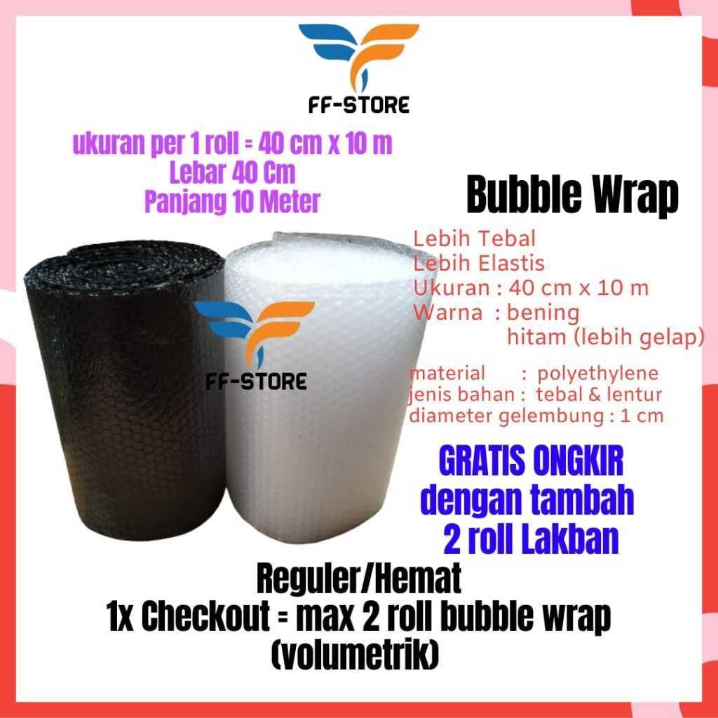 

[10Mx40CM] Bubble Wrap Hitam Bening Roll 40 cm x 10 m Tebal Premium Ekonomis Murah Bandung