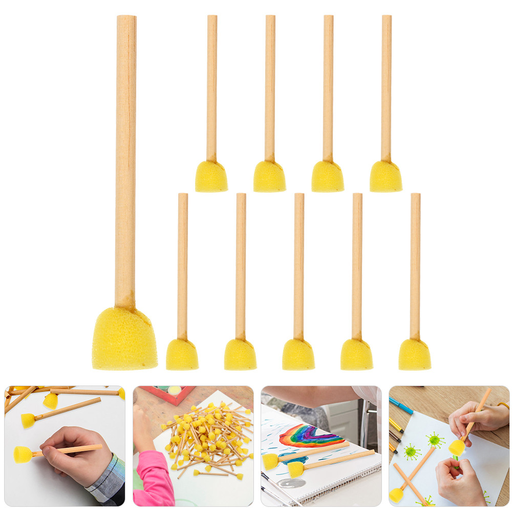 

10 Pcs Wallpaper Sponge Brush with Wooden Handle Child Model Paint The Soapery Mini Sponges Dove Foam for Painting