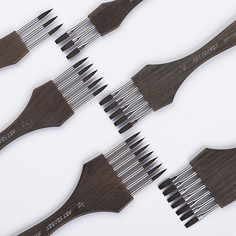 

ArtSecret Multi-Tooth Comb Watercolor Acrylic Paint Brush #2035 South Korea Imported Nylon Wool Wooden Handle Art Stationery