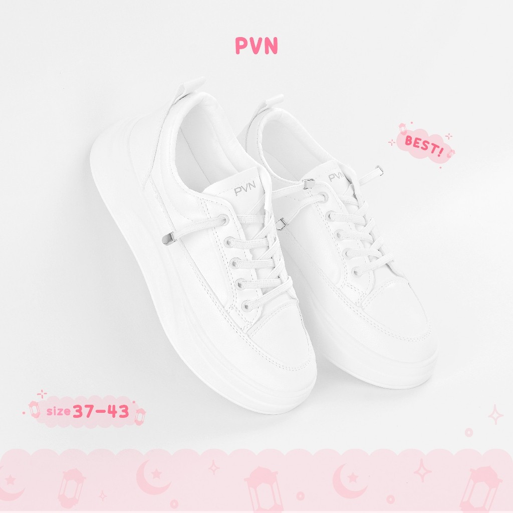 PVN Soodam Sepatu Sneakers Kets Putih Hitam Wanita Sport Shoes Kasual 180