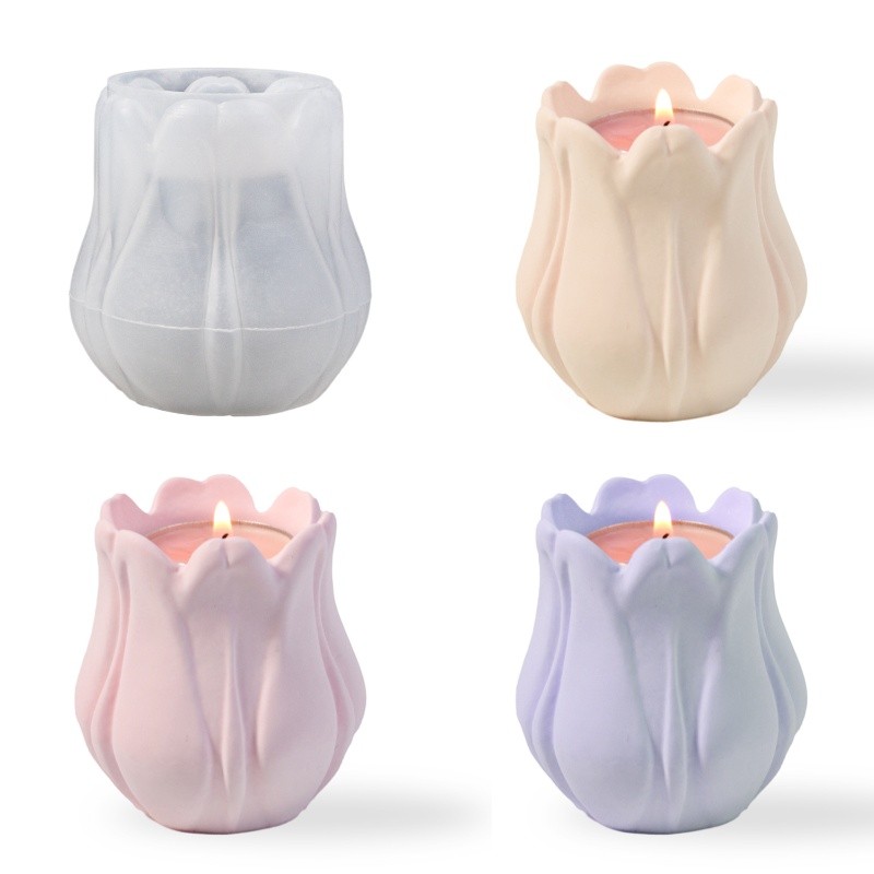 

Tulip Corolla Candlestick Silicone Mold DIY Aromatherapy Candle Pendant Storage Tank Resin Epoxy Mold Home Decoration Storage
