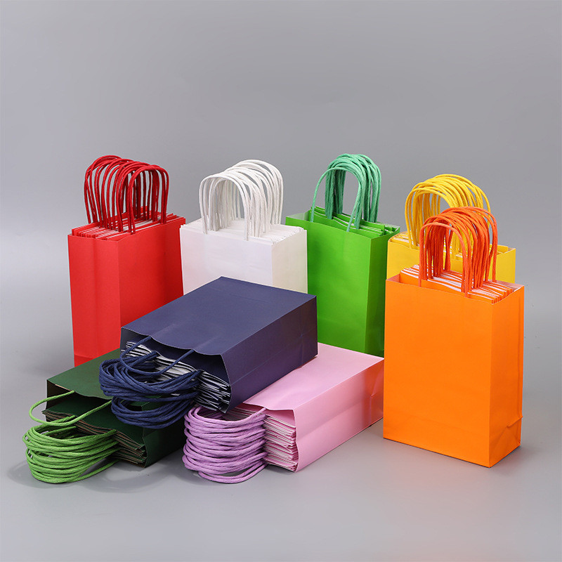 

10PCS Colored Kraft Paper Bags Hand-held Paper Bags Rectangular Gift Candy Colorful Shopping Bags Party Birthday Supplies