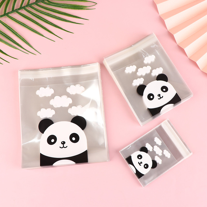 

100Pcs/Pack Panda Decoration Self-adhesive Cookies Bag Wedding Candy Bags Transparent Biscuits Gift Bags Party Supplies