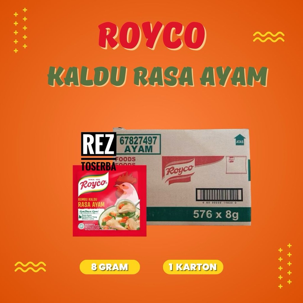 

1 Dus Bumbu Masak Royco Kaldu Bubuk Rasa Sapi/ ayam Daging Pilihan Isi 576 pcs x 8 gr