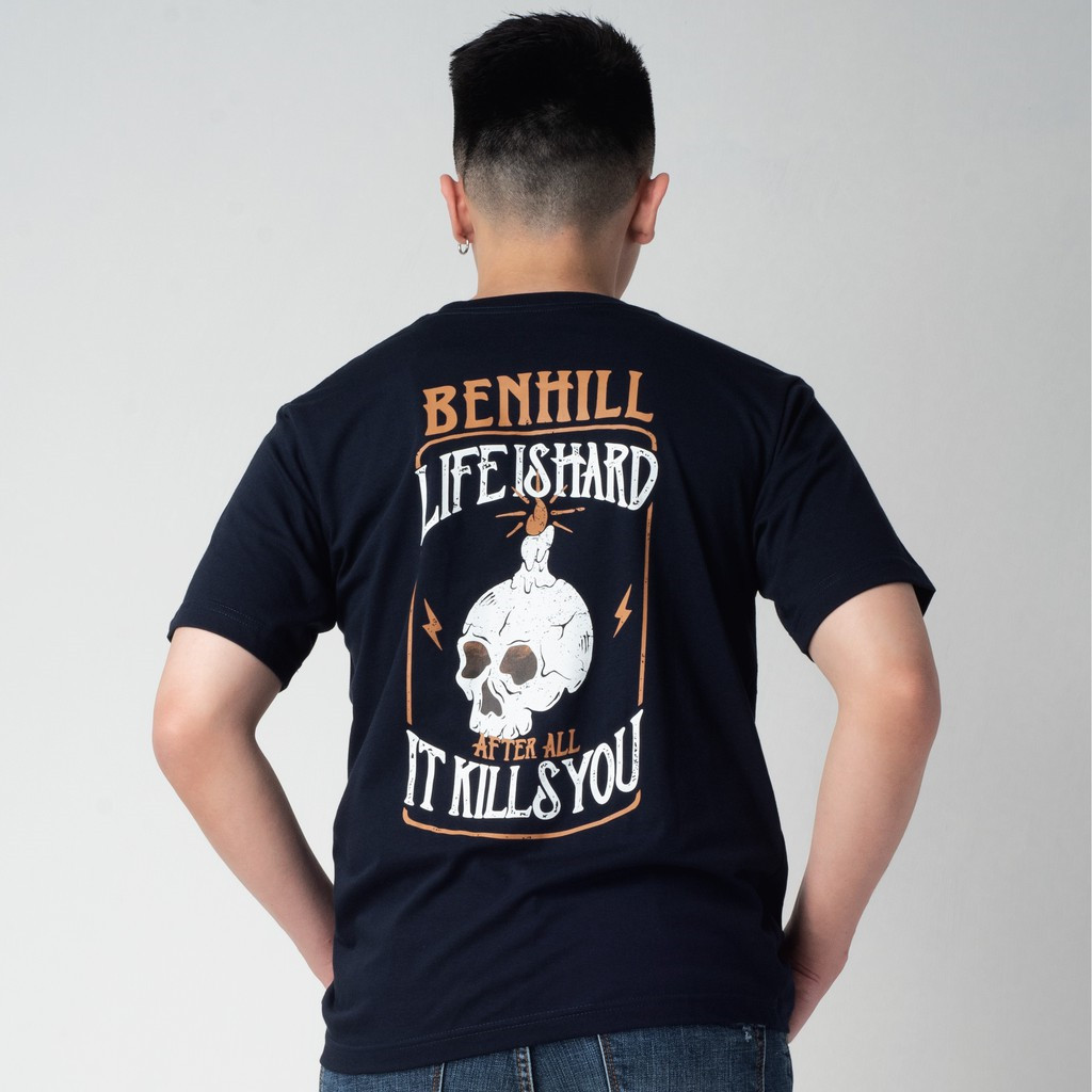 T-Shirt Kaos Baju skena cowok Benhill 18 Kasual Printing COD
